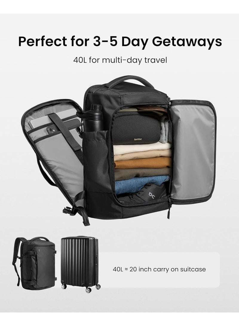 Tomtoc Navigator-T66 Liteway 40L Travel Backpack – TSA-Friendly Carry-On Luggage, Water-Resistant Lightweight Business Rucksack, Fits 17.3-Inch Laptop, Durable Weekender Daypack - Image 2